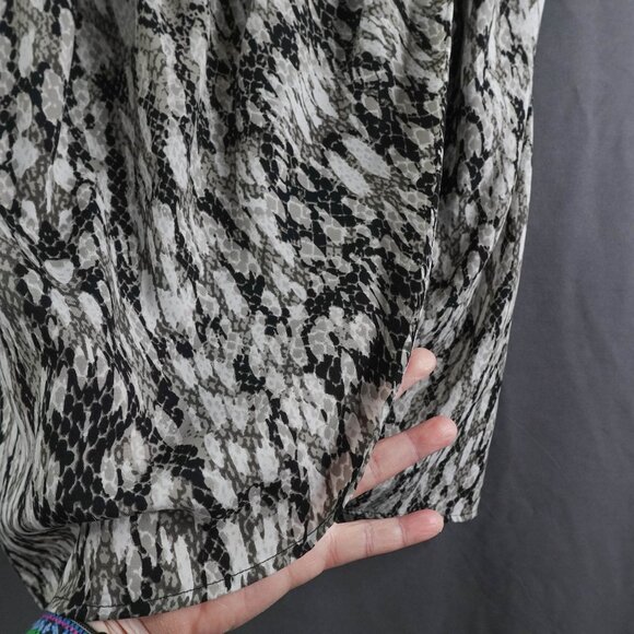 Womens Skirt 2 Gray Black Career Draped Faux Wrap Statement Effortless - Picture 3 of 10